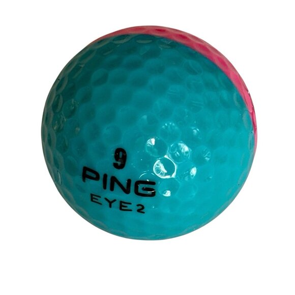 Ping Eye 2 Two Tone Karsten Pink & Teal Aqua Vintage Golf Ball (P-1) 1ct RARE - Picture 1 of 10